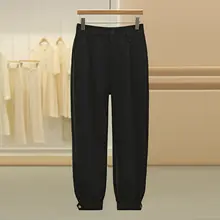 高腰ストレートパンツ【フィット・カジュアルスタイル・束脚デザイン】（セットアップ対応）