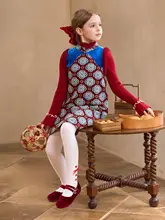 子供用 中式デザインの保温背膊裙【秋冬用・レトロな色合い・フラワー柄】