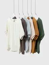 真丝ランタンスリーブ短袖Tシャツ【ラウンドネック・ルーズフィット・シルク100%】