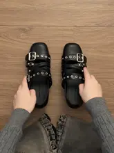 レトロなブラック フレンチスタイルのフラットシューズ【インヒール・ソフトソール・マリジェン】