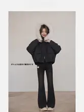 冬用ダウンジャケット【フード付き・フェイクファー襟・女性用・スタイリッシュデザイン】