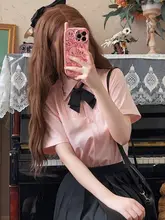 シャツ レディース 夏 JK 制服 学院風 短袖 薄桜色