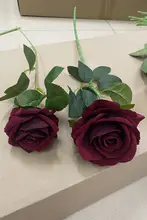リアルなバラの造花【一輪・ベルベット製・リビング装飾用】