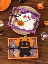 ハロウィン用 クッキー＆キャンディボックス【牛革製・カートゥーンゴースト・カボチャデザイン・ギフトボックス】（セットアップ対応）