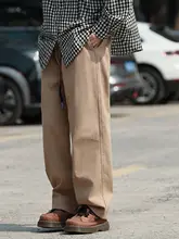 冬用 裏起毛 裏地付き ユニセックス デニム風 カジュアルストレートパンツ【学生向け・シンプルデザイン】