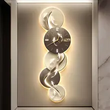 現代的なラグジュアリーエントランス装飾画 九魚図【時計・ライト付き・抽象デザイン・廊下用】