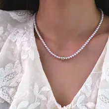 美しいローズパールネックレス【灰粉色・繊細なデザイン・ロングネックライン用】