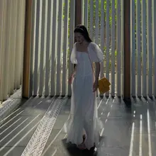 白色ワンショルダーエレガントビーチドレス【長袖・フレンチスタイル・リゾート用】（セットアップ対応）