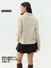 KoniKoni ポロ襟の長袖Tシャツ【タオル生地・ショート丈・フィット・トレンドデザイン】