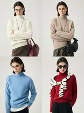 高級感ある赤のタートルネックウールセーター【ルーズフィット・女性用・軽やかさ】