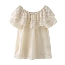 ラミー刺繍中空レース ボートネック シャツ