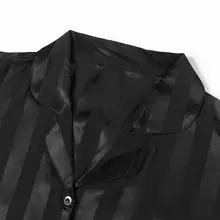 高級感のあるストライプ柄 メンズ冷感サテンパジャマ【夏用・短袖・薄手・ルームウェアセット】