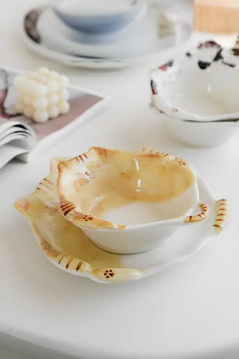 猫のボウル ご飯ボウル サラダボウル 麺ボウル スープボウル 陶器 彩色 かわいい スタイル