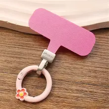 珍しい花模様の丸型携帯ストラップクリップ【超薄型・回転パッド・充電に影響なし・金属製】