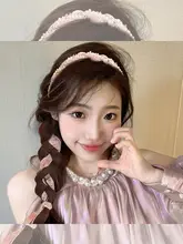 パールリボン付きヘアバンド【編み込みスタイル・女性用・圧迫感なし】