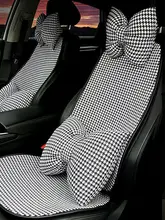 千鳥格デザインの車用ヘッドレスト＆ネックピロー【女性向け・内装用・クッション】