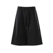 ワイドドレスパンツ ユニセックス クロップド ブラック 上品 ルーズ 着回し 通勤 オフィスカジュアル カジュアル「J LONE」