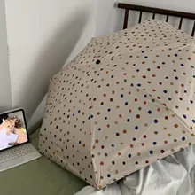 高防晒5段折りコンパクト傘【晴雨兼用・カラフルドットデザイン】