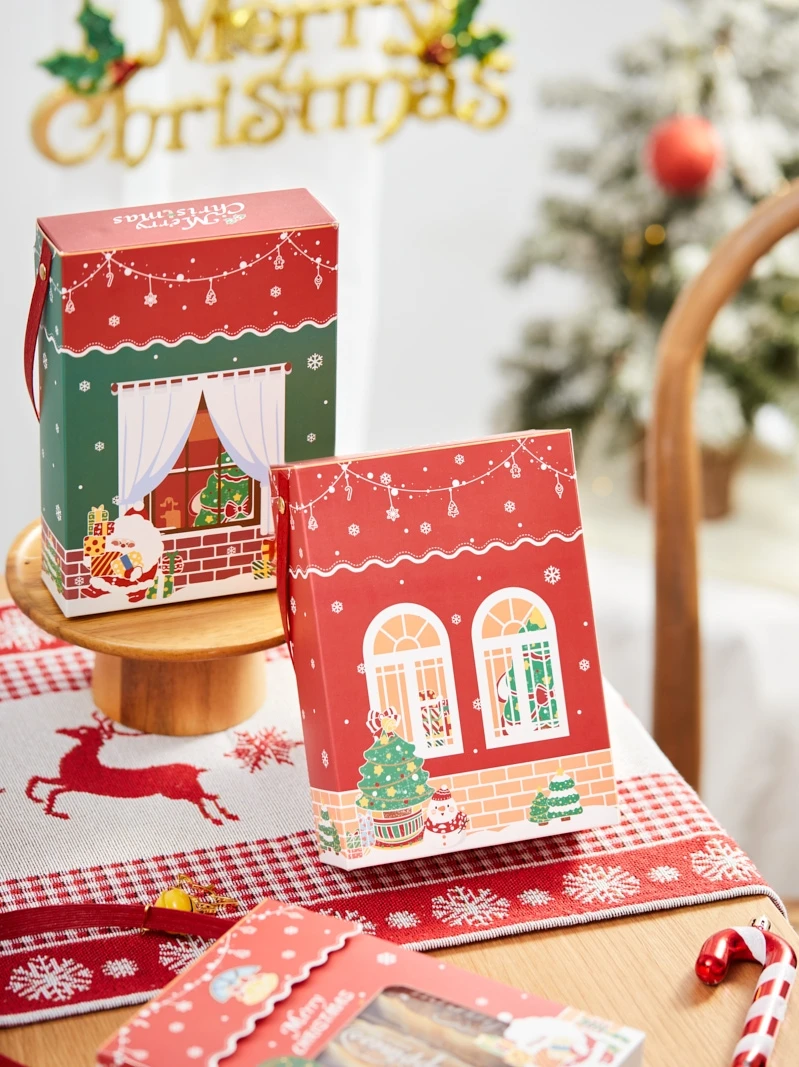 手提げクリスマスギフトボックス：窓付き空箱でお菓子や焼き菓子を贈るシンプルなプレゼント法