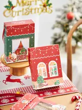 手提げクリスマスギフトボックス【窓付き・お菓子や焼き菓子用・空箱】