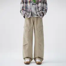 レトロスタイル メンズカーゴパンツ【デニム素材・春秋用・フィット・純綿】（セットアップ対応）