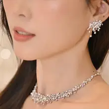 華やかさ満点のネックレス＆イヤリング【結婚式・披露宴・フォーマルアクセサリー（セットアップ対応）】
