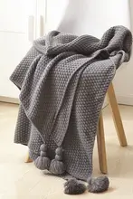 北欧風 フリンジ ニットブランケット【オフィス・お昼寝用・ソファカバー・小サイズ】