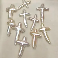 巴洛克十字架デザインの天然異形真珠DIY用ビーズペンダントネックレス＆イヤリングパーツ