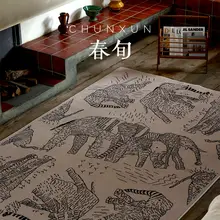 ヴィンテージ風ラグ【リビング用・高級感・フレンチスタイル・滑り止め付き・無甲醛・親しみやすい素材】