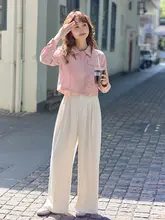 女性用 感あふれる ワイドレッグパンツ【プリーツデザイン・ドレープ感・カジュアルスタイル】（セットアップ対応）