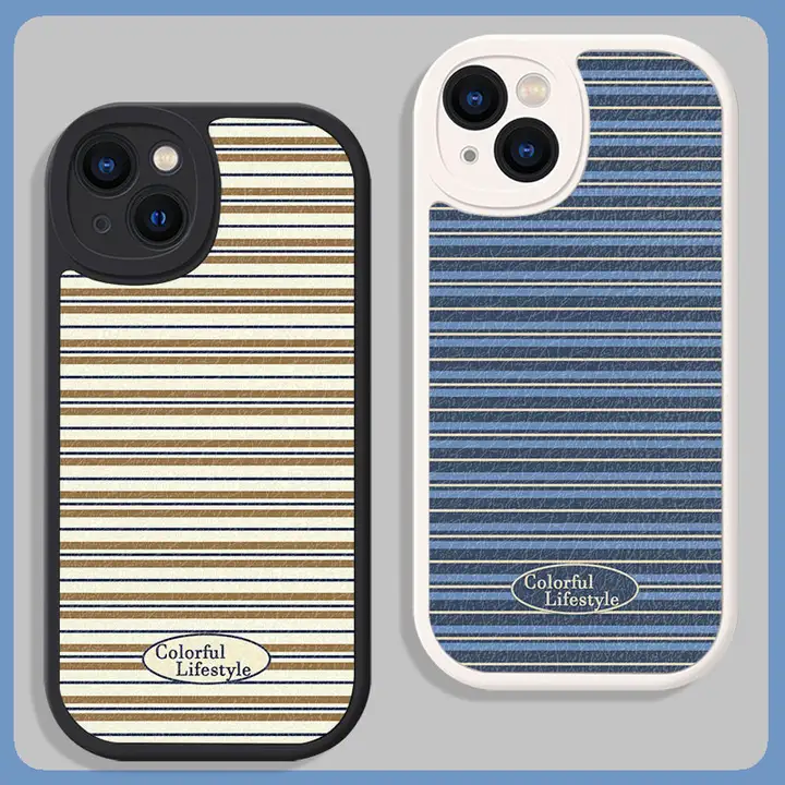 レトロなブルーストライプのスマートフォンケース【全包タイプ・iPhone対応・Android対応】