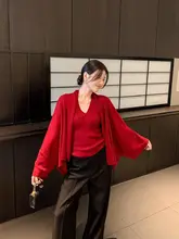 ハングデザインのニットトップス【首掛けスタイル・フレンチエレガンス・毛糸ショール】（セットアップ対応）
