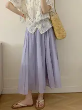 夏用 ハンバンスタイル 薄手マキシスカート【ゆったりしたシルエット・Aライン・透け感あり】