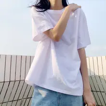 ホワイトTシャツ【レディース・ショートスリーブ・柔らかいコットン・カジュアルデザイン・ラウンドネック】