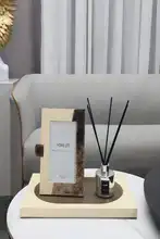 高級馬毛デザインの幾何学的フレーム付きトレイ【リビングや寝室のインテリアに最適】