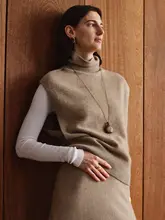 極上の柔らかさの羊毛素材 秋冬用 ジレとスカート【レイヤードスタイル・シンプルデザイン】（セットアップ対応）