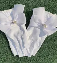 レディース ゴルフ用両手用グローブ【オープンフィンガーデザイン・通気性・耐摩耗・滑り止め・リボン付き】