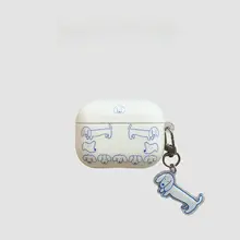 シンプルな韓国デザインのダックスフンド柄AirPods用保護ケース【対応機種：AirPods・AirPods Pro】