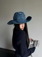 ヴィンテージ風ダメージデザインのウエスタンハット【女性用・秋冬向け・エッジ付き】