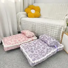 ふわふわ毛布の猫ベッド【枕付き・保温・洗濯可能・プリンセスデザイン】