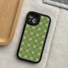 緑の花柄デザインのスマートフォンケース【iPhone・Xiaomi・Huawei対応・クリエイティブ・ソフト】