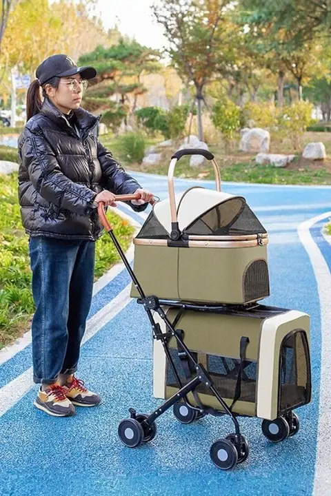 折りたたみ式ペットカート【軽量・二層構造・犬猫用・分離可能】