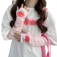 夏用UVカット 薄手アイススリーブ【心形デザイン・ゆったりタイプ・日焼け防止】