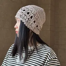 手編みメッシュ透湿帽子【白髪隠し・大人用・リネン素材・春夏対応】