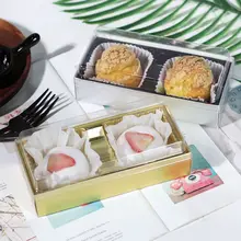 2格 お菓子包装ボックス【優れた耐水性・ベーカリー用・スクエア型・プラスチック製・ケーキやお団子用】