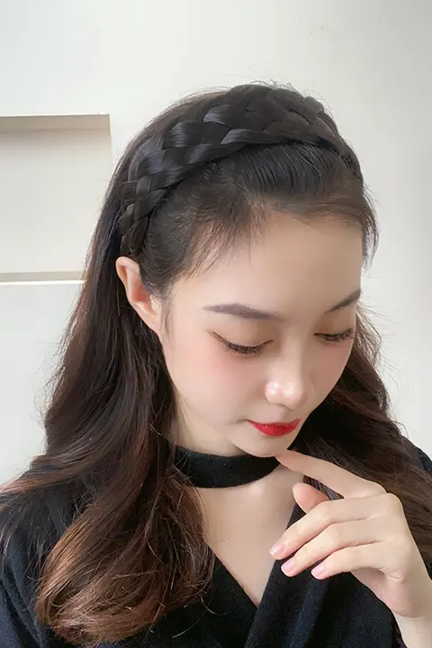 白髪をカバーするヘアバンド【リアルな編み込み風・歯付き・滑り止め付き】