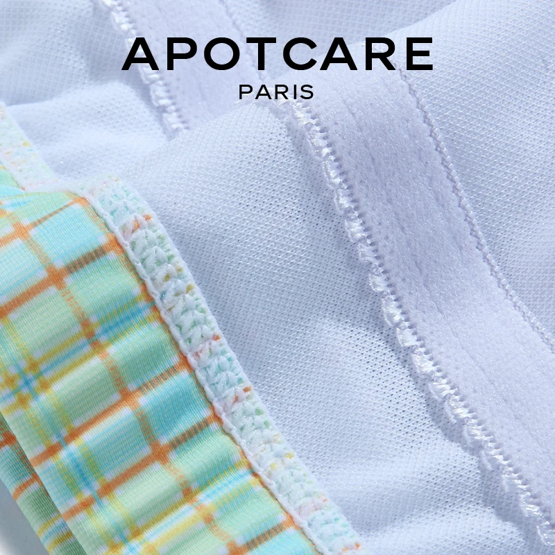 APOTCARE チェック柄ビキニトップ：バストバンドとリボン付きの女性用三角分体スタイル