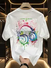 ユニセックス 夏用 コットン半袖Tシャツ【音楽プリント・ルーズフィット・丸首】
