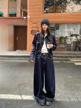 深い青のショートデニムジャケット【秋用・アメリカンスタイル・スリムフィット・小柄対応】（セットアップ対応）