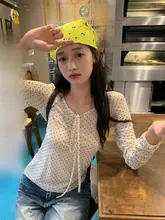 微透波点リボン付き長袖Tシャツ【防透け・重ね着対応】